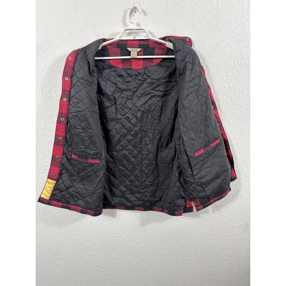 Duluth Trading Co Jacket Womens Medium Red Black Plaid Flannel Quilted‎ Shacket - Picture 4 of 6